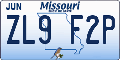 MO license plate ZL9F2P