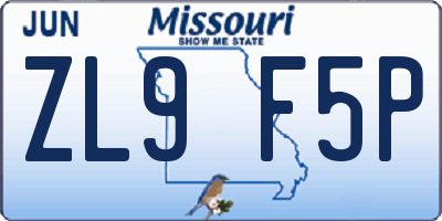MO license plate ZL9F5P