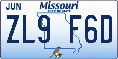 MO license plate ZL9F6D