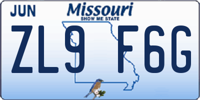 MO license plate ZL9F6G