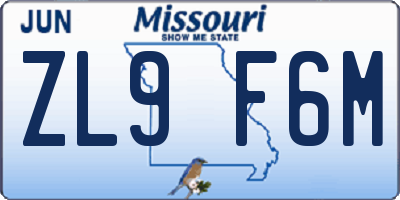 MO license plate ZL9F6M