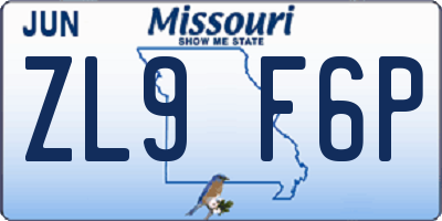 MO license plate ZL9F6P