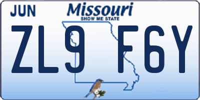 MO license plate ZL9F6Y