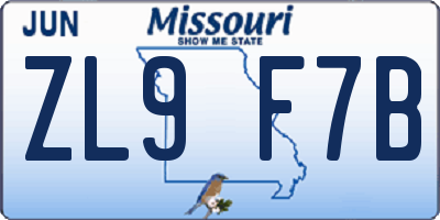 MO license plate ZL9F7B