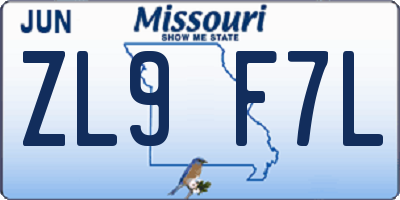 MO license plate ZL9F7L