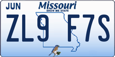 MO license plate ZL9F7S
