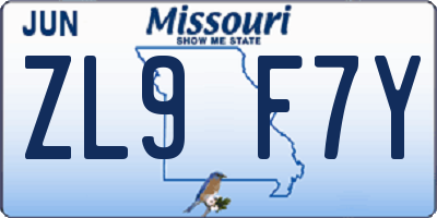 MO license plate ZL9F7Y