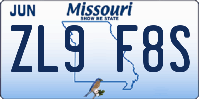 MO license plate ZL9F8S