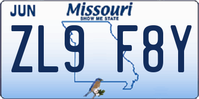 MO license plate ZL9F8Y