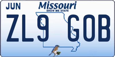 MO license plate ZL9G0B