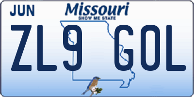 MO license plate ZL9G0L