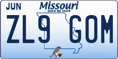 MO license plate ZL9G0M