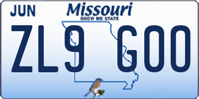 MO license plate ZL9G0O