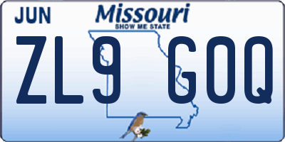 MO license plate ZL9G0Q
