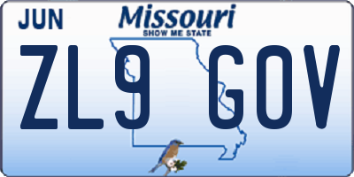 MO license plate ZL9G0V
