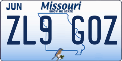 MO license plate ZL9G0Z