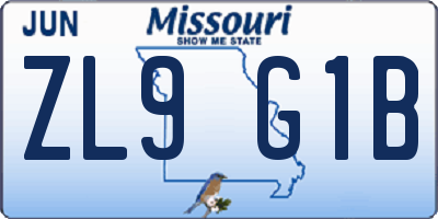MO license plate ZL9G1B