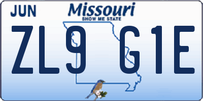 MO license plate ZL9G1E