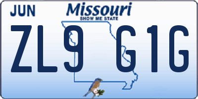 MO license plate ZL9G1G