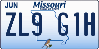 MO license plate ZL9G1H