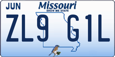 MO license plate ZL9G1L
