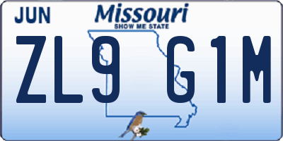 MO license plate ZL9G1M