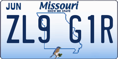 MO license plate ZL9G1R