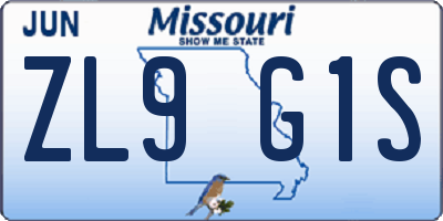 MO license plate ZL9G1S