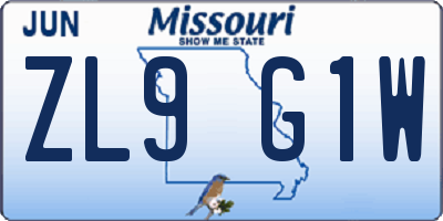 MO license plate ZL9G1W