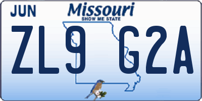 MO license plate ZL9G2A