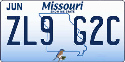 MO license plate ZL9G2C
