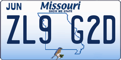 MO license plate ZL9G2D