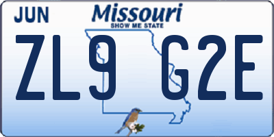 MO license plate ZL9G2E