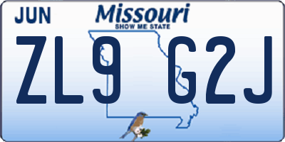 MO license plate ZL9G2J