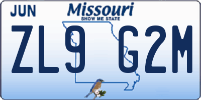 MO license plate ZL9G2M
