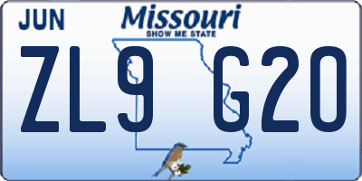 MO license plate ZL9G2O
