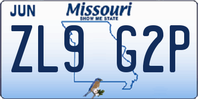 MO license plate ZL9G2P