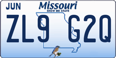 MO license plate ZL9G2Q