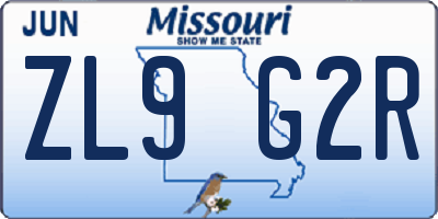 MO license plate ZL9G2R