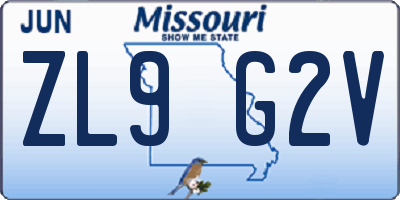 MO license plate ZL9G2V