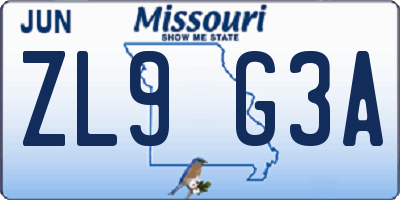 MO license plate ZL9G3A
