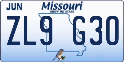 MO license plate ZL9G3O