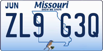 MO license plate ZL9G3Q