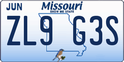 MO license plate ZL9G3S