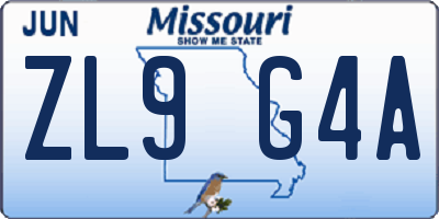 MO license plate ZL9G4A