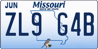 MO license plate ZL9G4B