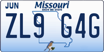 MO license plate ZL9G4G