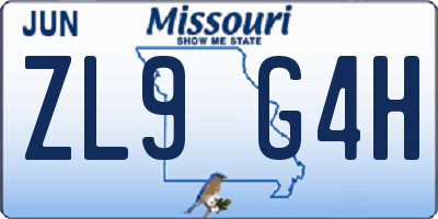 MO license plate ZL9G4H