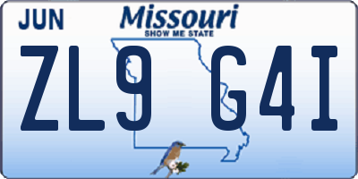 MO license plate ZL9G4I