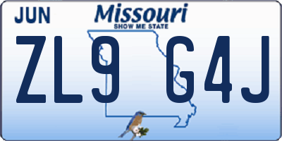 MO license plate ZL9G4J